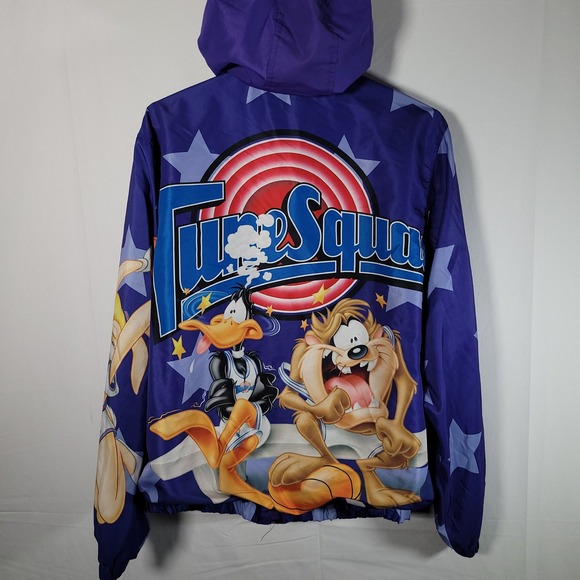 Members Only Space Jam Jacket Bugs Bunny Lola Bunny Taz Daffy Duck Purple L - Picture 9 of 11